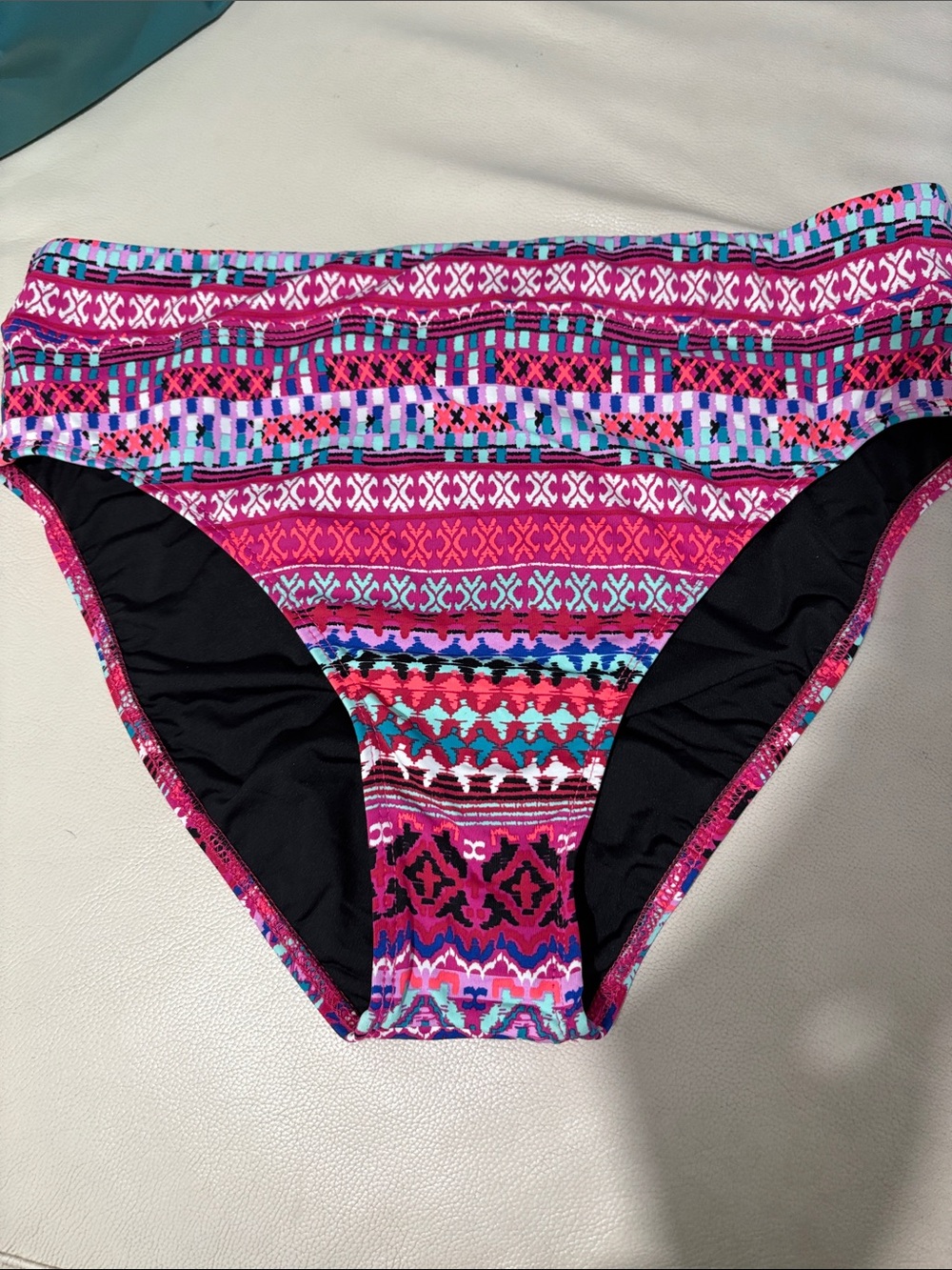 Next Level Apparel Women's Pink Multi-Color Patterned Swim Bottoms